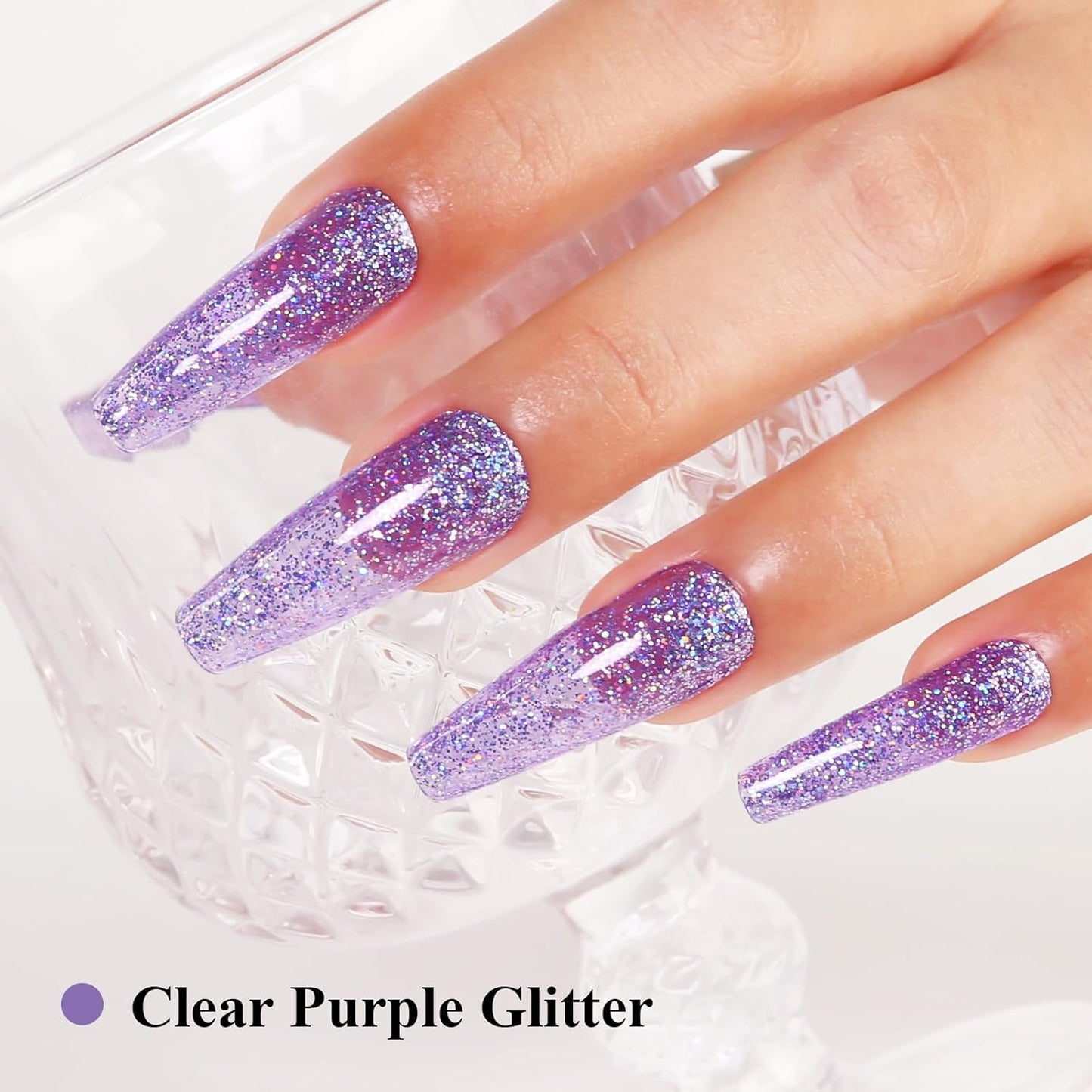 Imtiti Glitter Gel Nail Polish, Clear Purple Iridescent Glitter Gel Polish Diamond Shimmer Sparkle Soak Off UV LED Nail Gel Polish Autumn Winter Gel Polish Manicure Gel Nail Kit 10ML-GlimoraGlow