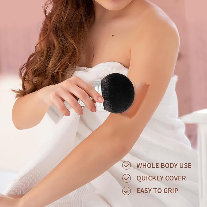 docolor Extra Large Body Makeup Brush For Self Tanner, 3 Inch Width Self Tanning Brush Kabuki Brush, Soft synthetic hair, for Foundation, self-tanners, bronzer, sun blocks, powder, For Face and Body-GlimoraGlow