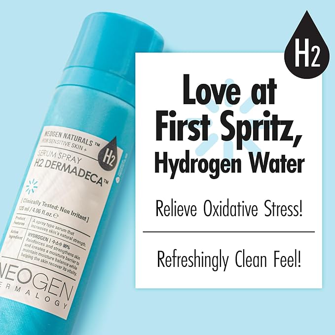 [K-Beauty] Neogen H2 Dermadeca Serum Facial Spray | 80% Hydrogen-Water Face Mist Hydrating Serum w/Niacinamide Vitamin C & Centella 4.06 fl oz-GlimoraGlow