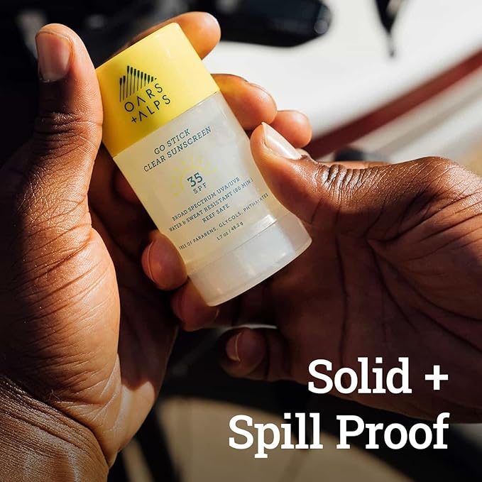 Oars + Alps Go Stick Clear SPF 35 Face Sunscreen, Skin Care Infused with Vitamin E and Antioxidants, Water and Sweat Resistant, TSA Friendly, 1.7 Oz, 1 Pack-GlimoraGlow