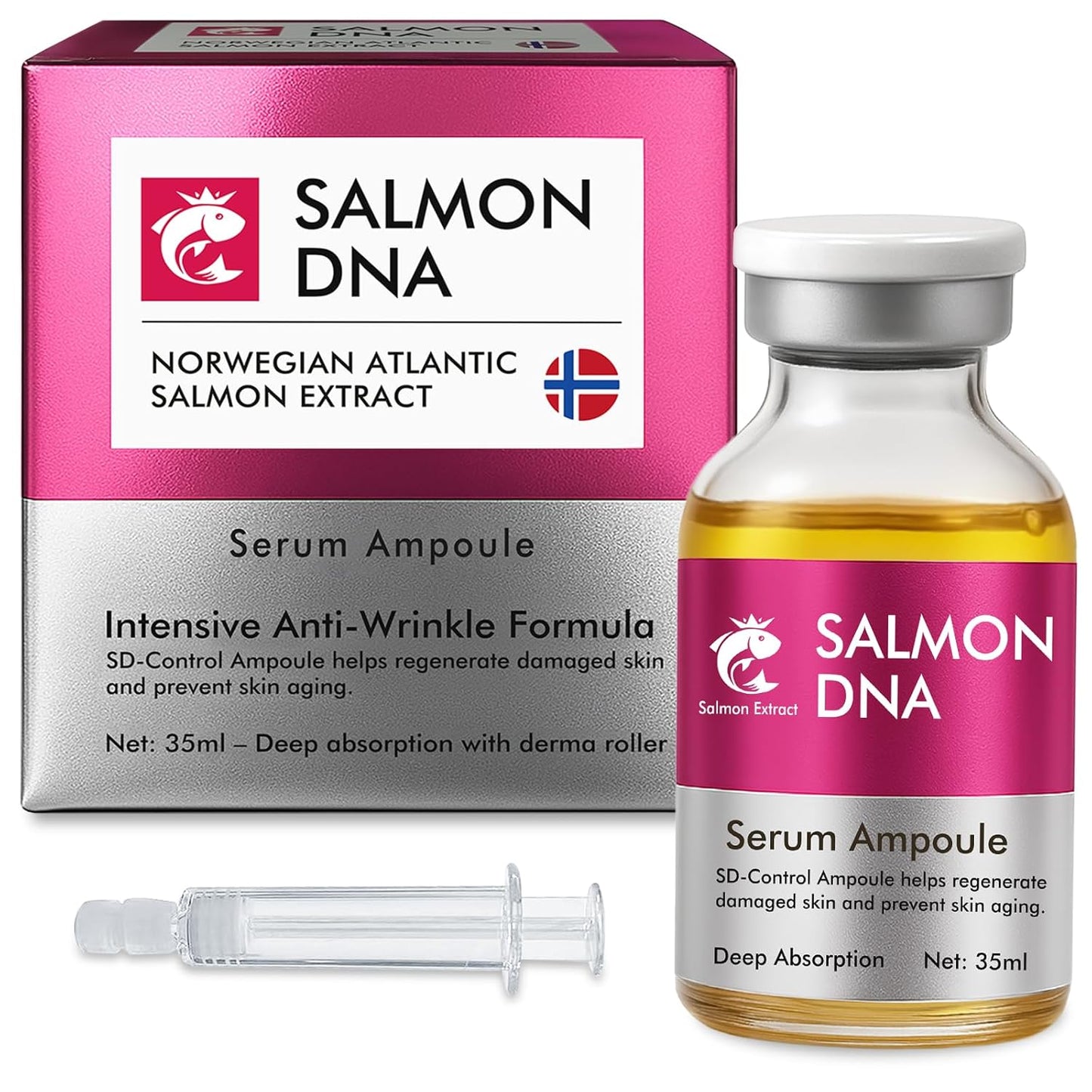 Salmon DNA Ampoule, Microneedling Serum, Anti-Wrinkle & Scar Removal for Face and Body, Salmon DNA Serum Ampoule Anti-wrinkle and Enhance Barrier Function-GlimoraGlow