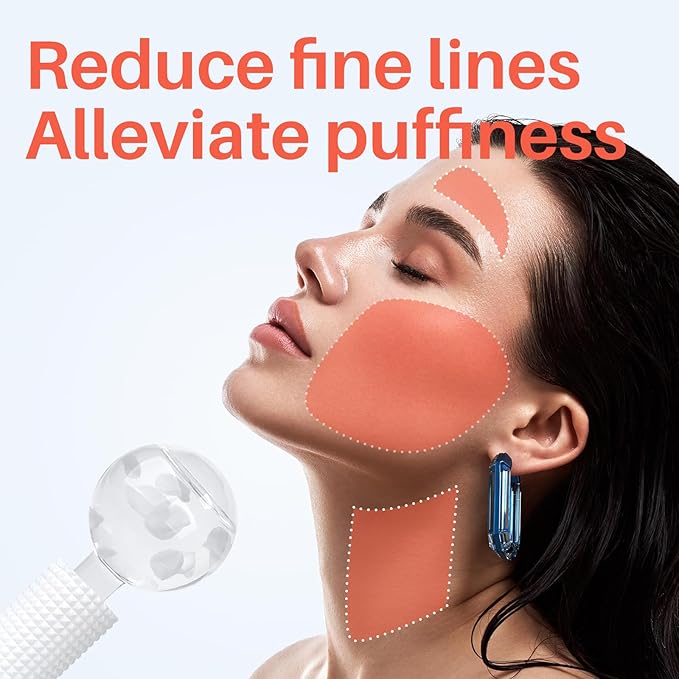 Ice Globes & Ice Roller for Face and Eyes - Facial Massage Tools for Skin Care, Reduce Wrinkles & Puffiness, Cooling Globes & Roller Ball for Glowing Skin 2PCS (White)-GlimoraGlow