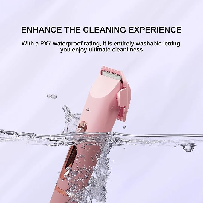 2025 Upgraded Bikini Trimmer for Women & 2 in 1 Dermave Bikini Shaver with LCD Display, Dual Head Cordless Electric Shaver, IPX7 Waterproof Wet/Dry Body Hair Trimmer for Face Body Intimate Areas,Pink-GlimoraGlow