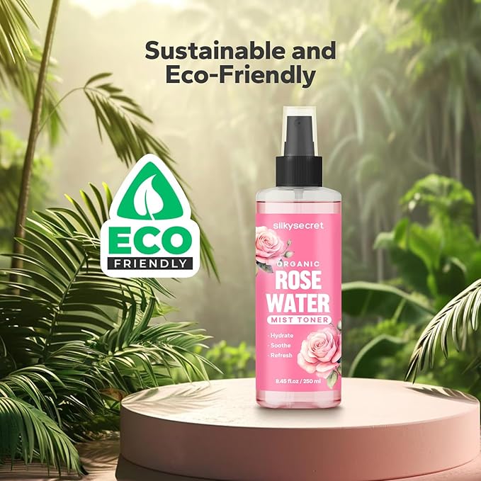 Organic Rose Water Spray (8.45 Fl Oz), Rosewater Spray for Face & Hair, Rose Water for Skin Care-GlimoraGlow