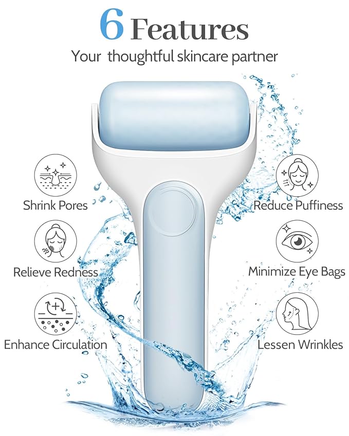 MORGLES Ice Roller for Face, Premium Facial Roller for Puffiness, Dark Circles and Lymphatic Drainage, Cold Face Roller for Women Self Care with Carry Case-GlimoraGlow