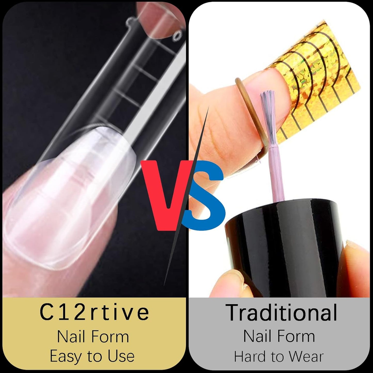 120 Pcs Dual Nail Forms,Matte Square & C-Curved Extension Poly Nail Gel Nail Molds 12 Sizes for Gel Glue, Full Cover Nail Art Design Salon & DIY-GlimoraGlow