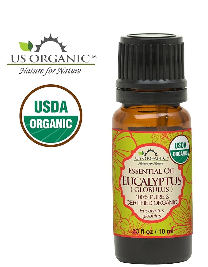 US Organic 100% Pure Eucalyptus Essential Oil (Globulus) - USDA Certified Organic, Steam Distilled - W/Euro droppers (More Size Variations Available) (10 ml / .33 fl oz)-GlimoraGlow