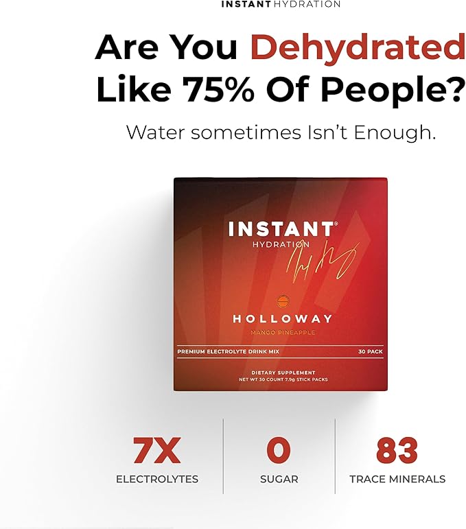 Instant Hydration Electrolytes Powder Packets - Mango Pineapple Drink Mix - Zero Sugar - Keto, Vegan, Gluten-Free, Non-GMO - Boost Recovery, Brain Health, Muscle & Tissue Support- 30 Sticks-GlimoraGlow