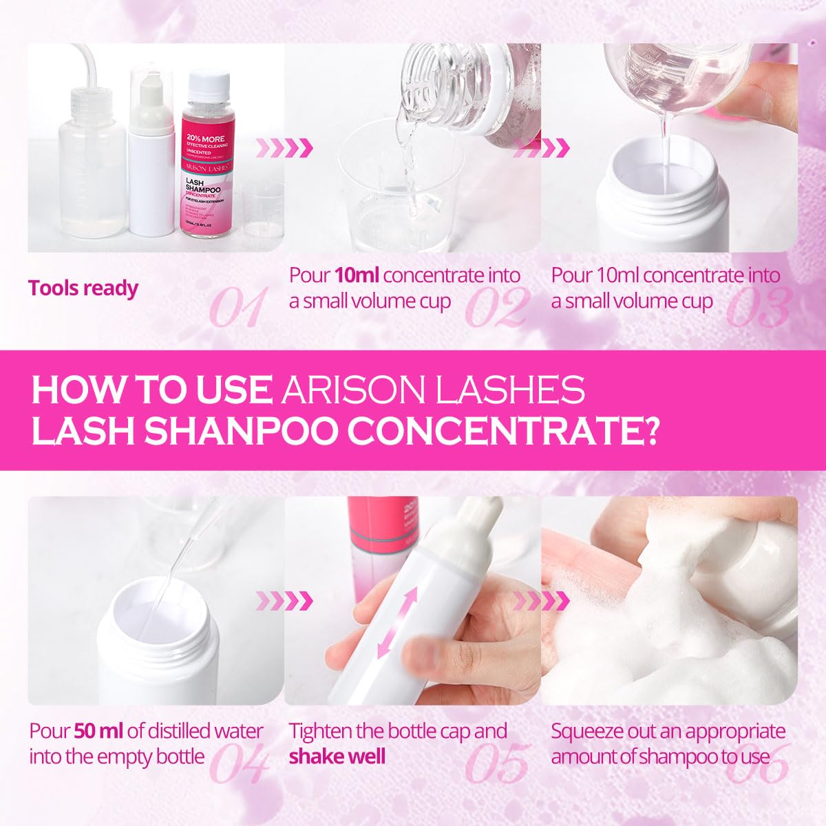 ARISON LASHES Lash Shampoo Concentrate for Lash Extensions 100ML Eyelash Cleanser Concentrate Oil-Free Eyelash Extension Shampoo with Salon Home Care(Cherry Blossom)-GlimoraGlow