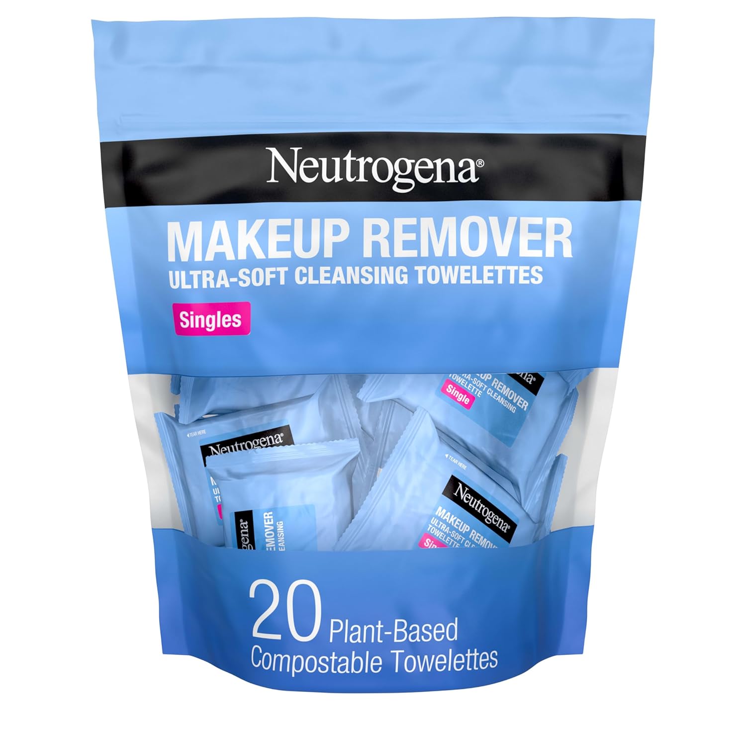 Neutrogena Makeup Remover Wipes Singles, Individually Wrapped, Daily Facial Cleanser Towelettes, Gently Removes Oil & Makeup, Alcohol-Free, 20 ct-GlimoraGlow