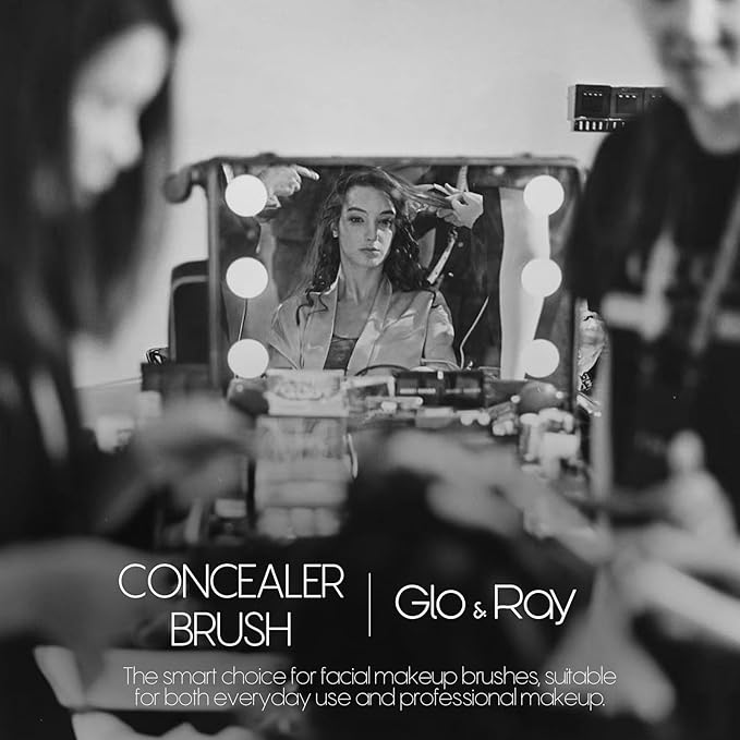 GLO&RAY Concealer Brush Under Eye - Makeup Brush Angled Flat Teardrop, Nose Contour for Powder Pro Concealing Blending for Liquid & Cream Cosmetic, Foundation Brushes Small With Dust Cover (White)-GlimoraGlow