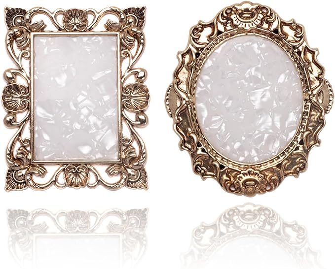 2 Pcs Nail Art Palette Nail Mixing Palette Polish Color Mixing Plate Golden Edge Nail Holder Display Board Heart Shape Cosmetic Mixing Tools (Gold)-GlimoraGlow