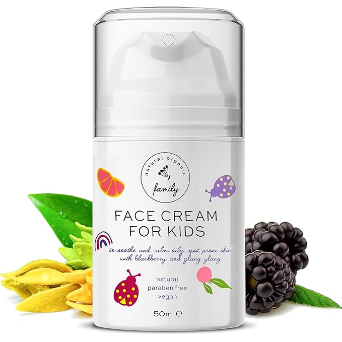 Gentle Face Cream Moisturizer for Kids and Preteens – Nourishing and Calming for All Skin Types – Natural Ingredients: Hyaluronic Acid and Vitamin E - Made in UK 50ml-GlimoraGlow