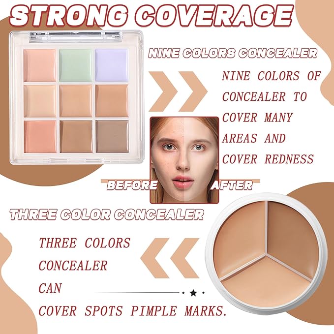 12 Colors Correcting Concealer Palette Kit with Brush,Cream Makeup Contour Palette for All Skin Type,Color Corrector Concealer Foundation Palette for Conceals Dark Circles & Blemish-GlimoraGlow