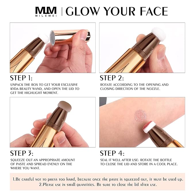 2 Color Contour Beauty Wand, Highlighter ，Face Concealer Contouring with Cushion Applicator Long Lasting & Smooth Matte Finish Liquid Illuminator Makeup Stick (01# Contour&02#Peach Pink)-GlimoraGlow