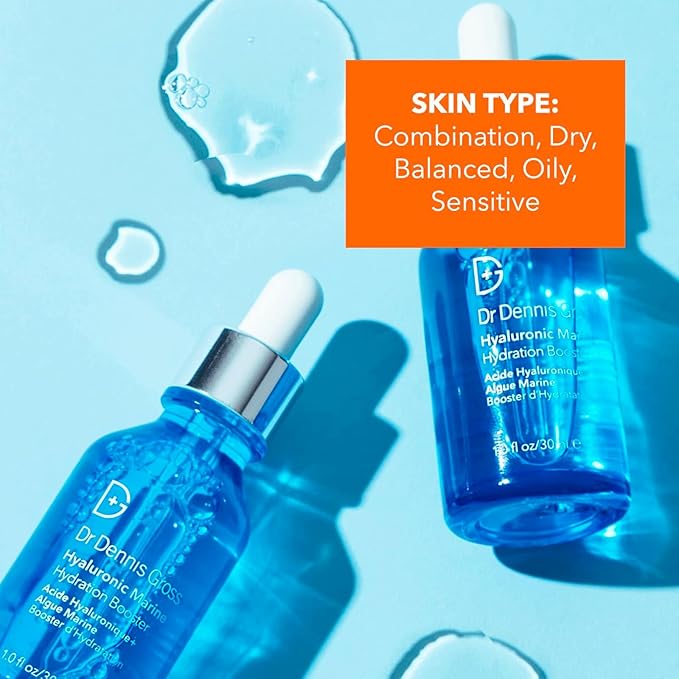 Dr Dennis Gross Hyaluronic Marine™ Hydration Booster: for Dehydrated, Rough Texture, Dry Fine Lines & Wrinkles, 1 fl oz-GlimoraGlow