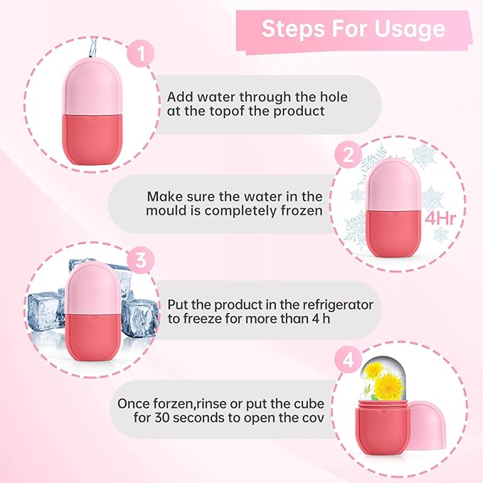 Coquette Ice Roller for Face and Eye, Ice Face Roller, Aesthetic Skin Care Tools Gifts for Women Cute Preppy Stuff,Silicone Ice Mold for Beauty(Pink)-GlimoraGlow