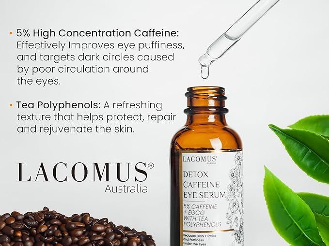 Advance Caffeine 5% + EGCG Serum for Brighter Eyes - Powerful Eye Contour Serum for Reduces Puffiness, Dark Circles, and Pigmentation - Hydrating and Smoothing Formula - LACOMUS Australia-GlimoraGlow
