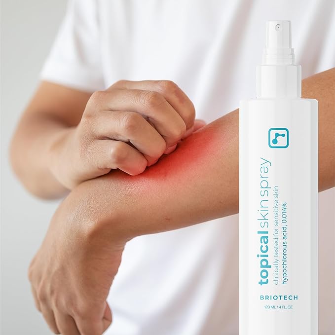 BRIOTECH Topical Skin Spray, Hypochlorous Acid Spray for Sensitive Skin, HOCl Facial Mist, Full Body Support Against Irritation, Calm Redness, Soothe Foot & Scalp, 2 oz Travel Size (2 Pack)-GlimoraGlow