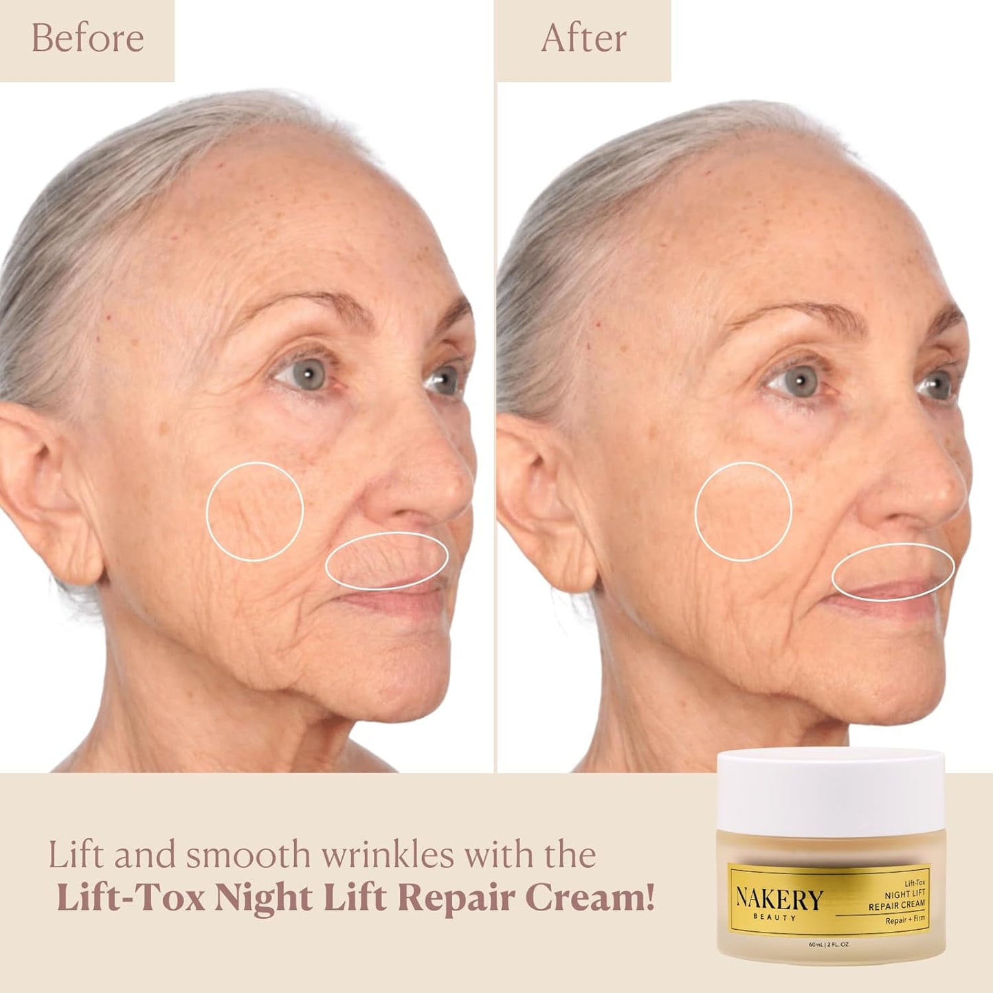 Nakery Lift-Tox Night Cream for Women - Overnight Anti Wrinkle Face Cream for Firmer & Smoother Complexion - Hydrating Night Cream for Women with Crepey Skin - Rich Night Face Cream for Mature Skin-GlimoraGlow