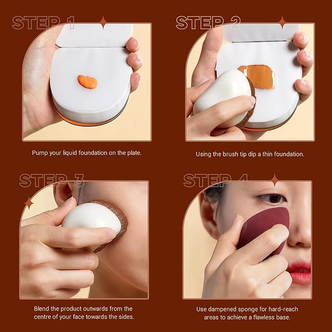 Jessup Makeup Brush Foundation Brush with Makeup Sponge 1pc Kabuki Brush for Liquid, Cream or Flawless Powder Cosmetic Face Boby Brush, T882-GlimoraGlow