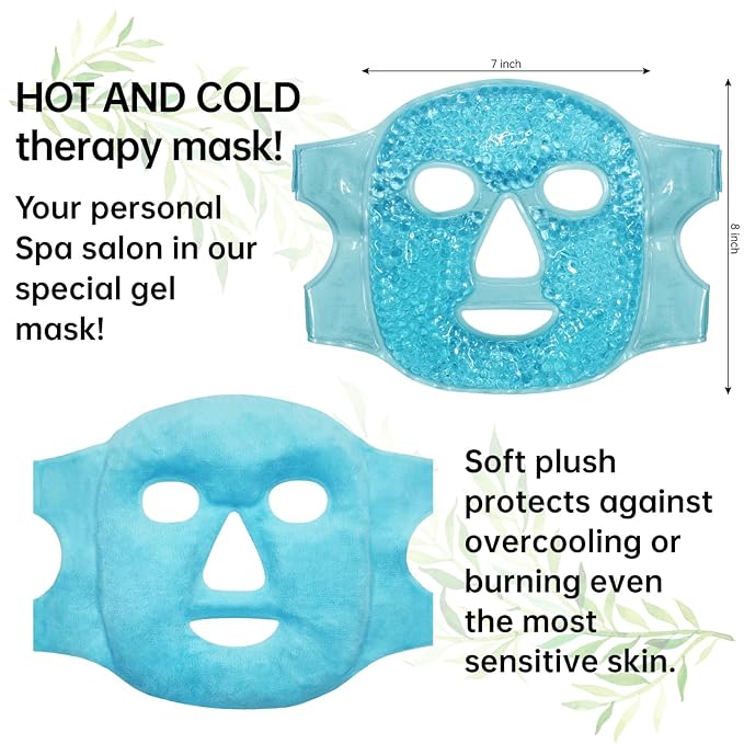 Ice Pack Face Eye Mask for Dark Circles and Puffiness,Gel Cold Cooling Face Mask for Migraines, Headache, Stress and Relaxation (Blue)-GlimoraGlow