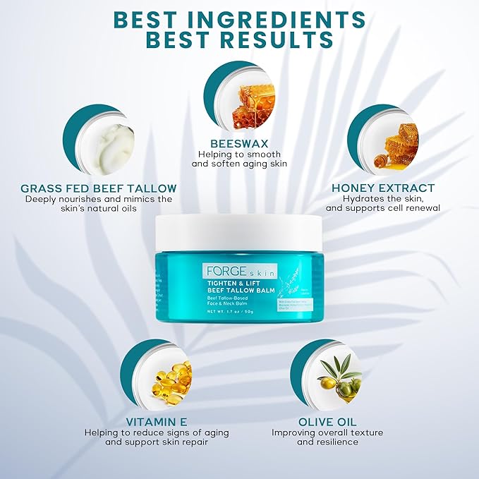 Original Tighten and Lift Cream Beef Tallow for Skin Women |Grass Fed Beef Tallow and Honey Balm for Face | Under Eye Firming Cream Tightening Lifting Sagging Skin Beef Tallow Moisturizer-GlimoraGlow