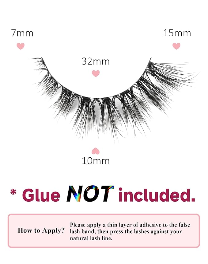 Cat Eye Lashes False Eyelashes Mink Lashes Wispy Eyelashes Natural Look Fake Eyelashes Mink Lashes Fluffy False Lashes UP8-GlimoraGlow