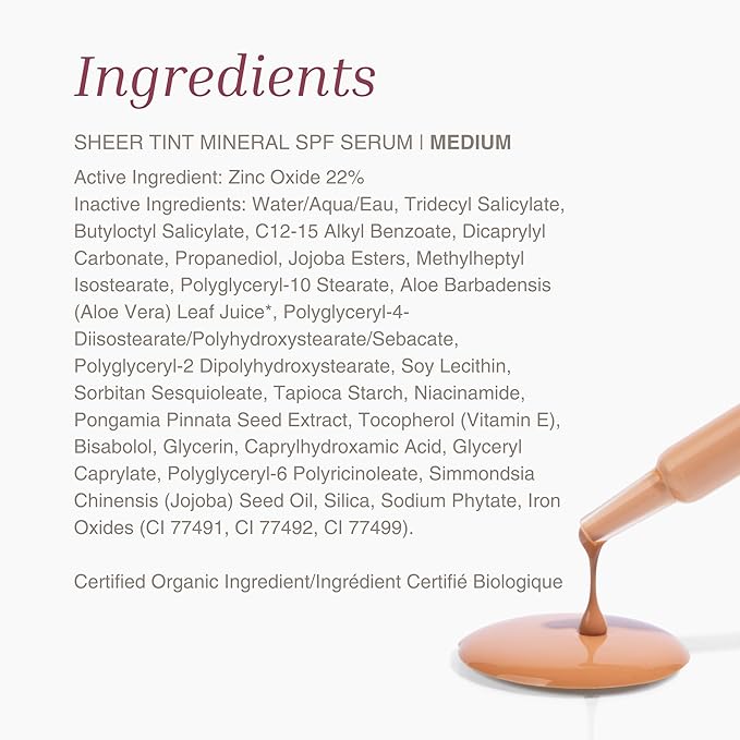 Mineral Fusion Face Serum, Sheer Tint Mineral SPF Serum, 1 Fl Oz, Tan, Tinted Broad Spectrum SPF 50 Mineral Sunscreen, Sheer Coverage, Lightweight & Dewy Finish for Glowing, Protected Skin-GlimoraGlow