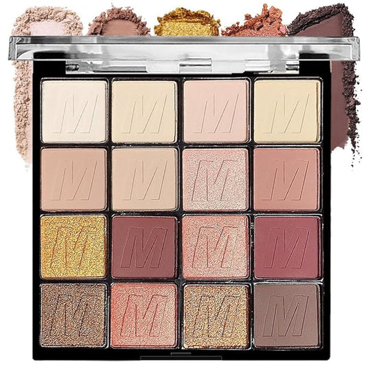 16 Colors Nude Champagne Gold Glitter Matte Shimmer Eyeshadow Palette for Eye Makeup,High Pigmented Brown Eye Shadow Primers Powder Palet de sombras de ojos-GlimoraGlow