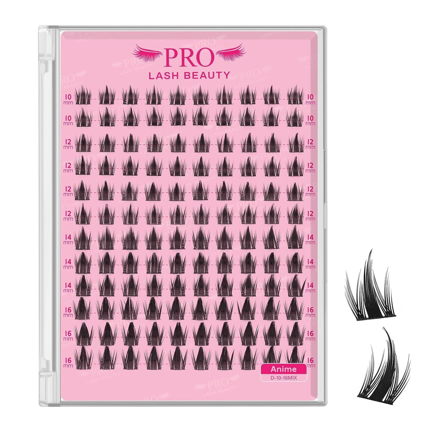 PROLASHBEAUTY Manga Lash Clusters, Eyelash Clusters 10-16 Mixed Cluster Eyelash Extensions Mixed Lash Extension Reusable Soft & Comfortable (Anime,10-16mix)-GlimoraGlow