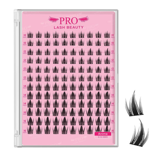 PROLASHBEAUTY Manga Lash Clusters, Eyelash Clusters 10-16 Mixed Cluster Eyelash Extensions Mixed Lash Extension Reusable Soft & Comfortable (Anime,10-16mix)-GlimoraGlow