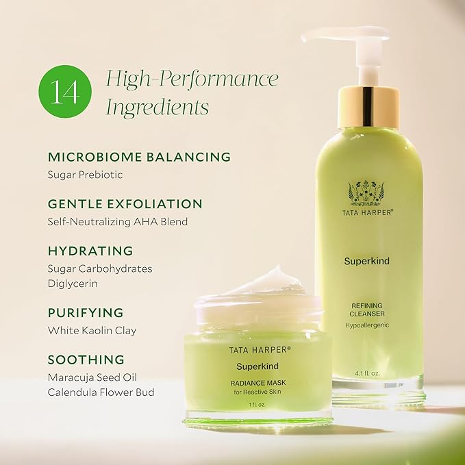 Tata Harper Superkind Radiance Mask, Gentle Glow Mask for Sensitive Skin, Skin Barrier Support, Hypoallergenic Skincare, Fragrance Free, Natural Skincare, Dermatologist Tested, Vegan, 30ml-GlimoraGlow