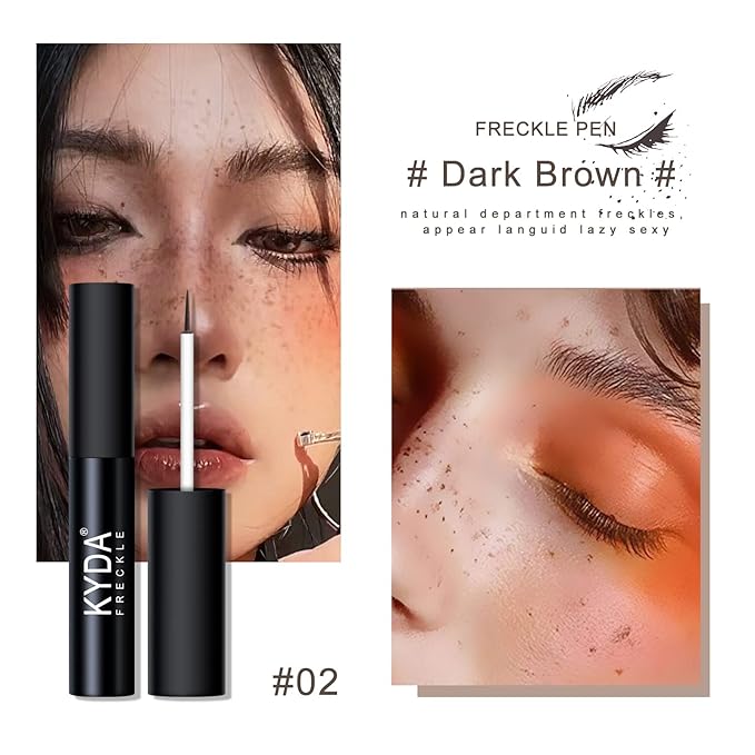 2 Colors Liquid Freckle Pen, Natural Like Freckle Makeup Pen Soft Dot Spot, Waterproof and Smudgeproof Quick Dry for Instant Create Realistic Freckles Make Up(Dark Brown+Light Brown)-GlimoraGlow