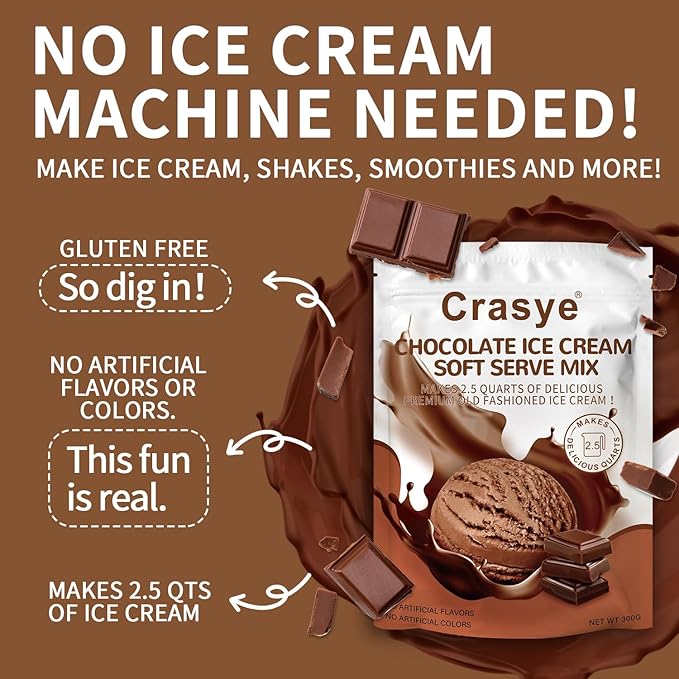Ice Cream Mix Chocolate Soft Serve Mix Soft Serve Mixes Base Powder Homemade for Ice Cream Maker Machine - 10 Ounce-GlimoraGlow