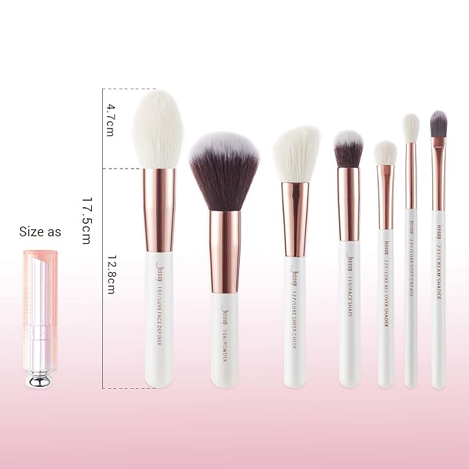 Jessup Brand 25pcs Professional Makeup Brush set Beauty Cosmetic Foundation Power Blushes eyelashes Lipstick Natural-Synthetic Hair Brushes set (Pearl White/Rose Gold)-GlimoraGlow