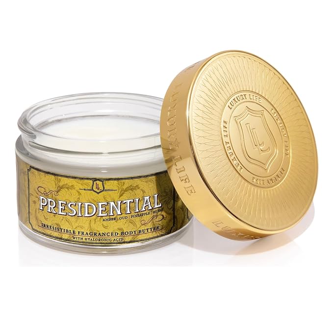 LUXURY LIFE BUTTER - Irresistibly Scented Body Butter with Hyaluronic Acid for Ultimate Moisture. Luxurious Natural Fragrance. Hydrates for a Non-Greasy Glamorous Glow, Presidential, 5 oz.-GlimoraGlow