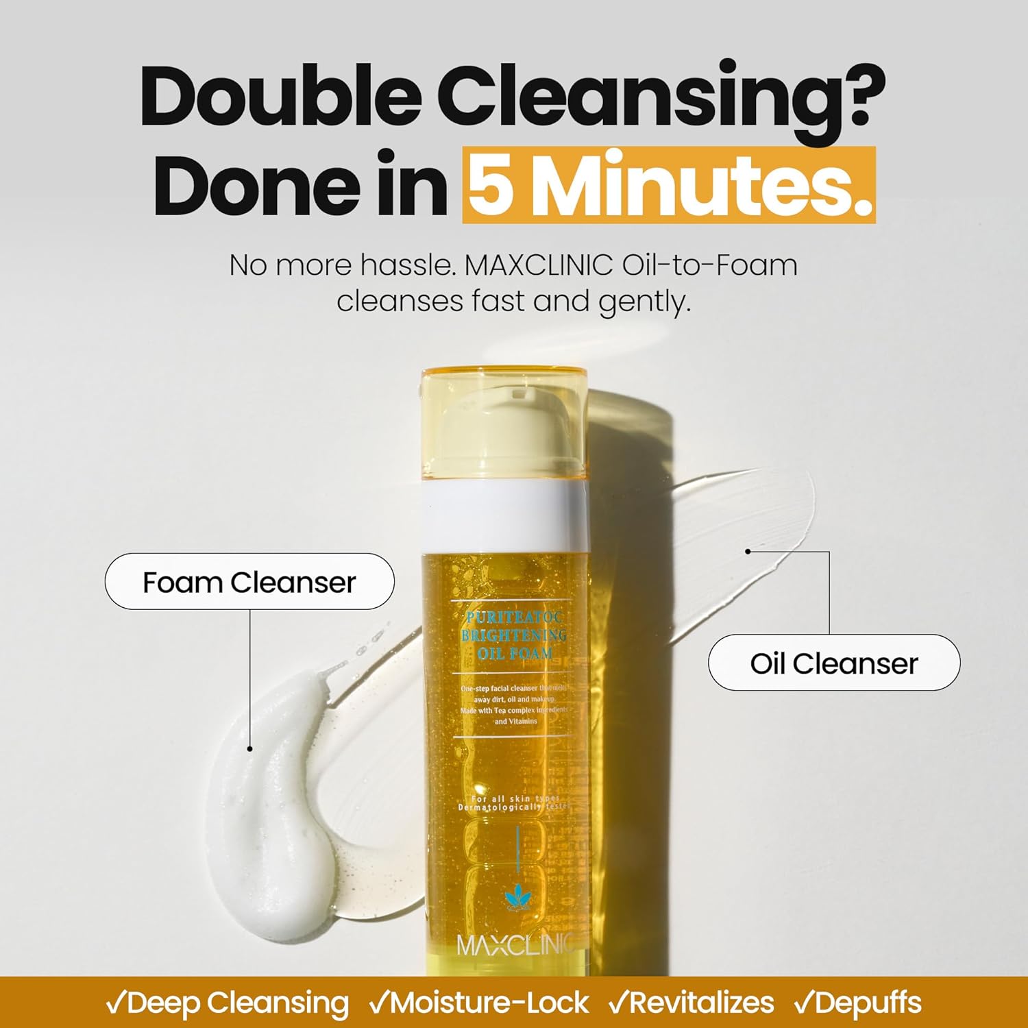 [K-Beauty] PuriteaToc Oil to Foam - All-in-One Korean Face Wash OilBased Foaming Facial Cleanser - Deeply Hydrating & Moisturizing Makeup Deep Cleansing Oil for Dull Skin (3.88 fl oz)-GlimoraGlow