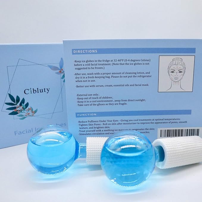 ICE Globes for Facial, 2 PCS Facial Globes for Massage Tool, Facial Roller Cold Skin Massagers, Tighten Skin, Reduce Puffiness and Dark Circles, Enhance Circulation-GlimoraGlow