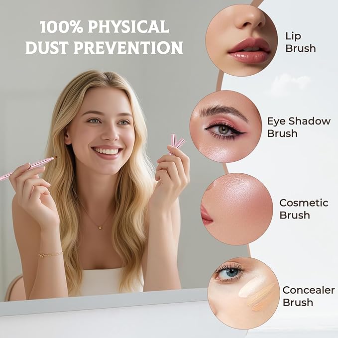 Unaone 2 Pack Lip Brush for Lipstick, Dual-Ended Lip Makeup Brush with Lid, Lipstick Brush for Lip Gloss-GlimoraGlow