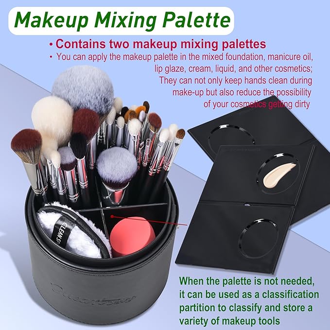 Bueart Design Pro makeup Artist 34Pcs Deluxe Real Goat Hair Horse hair Makeup Brushes Set with extra Large Holder High End Professional labeled makeup brush set with natural Pony Hair-GlimoraGlow