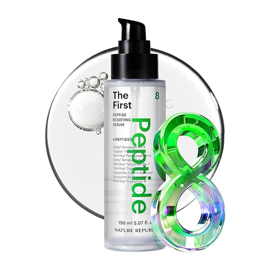 Nature Republic The First Peptide Boosting Serum, 8 Peptides, Niacinamide & Triple Hyaluronic Acid Complex,17 Amino acids,for All Skin Types, Korean Skin Care150ml/5.07 fl oz-GlimoraGlow