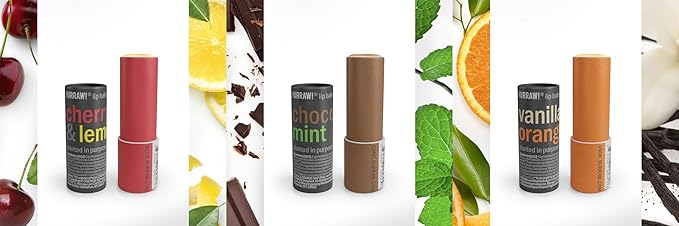 Hurraw! Cherry Lemon, Chocolate Mint & Vanilla Orange Lip Balm 3 Pack Bundle: Plastic-Free with new cardboard push-up tube. Certified Organic, Natural & Vegan. Bee, Shea, Soy & Palm Free. Made in USA-GlimoraGlow