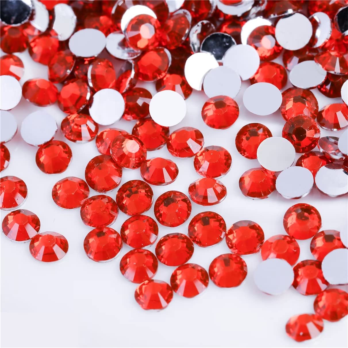 1000 Pieces SS20 5mm Flatback Rhinestones Clear Glass Round Gems Crystals for Nail Art DIY Crafts Clothes Shoes Bags （Light Red）-GlimoraGlow