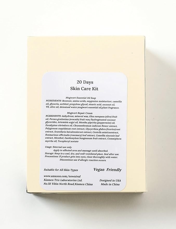 2 Step 20 Days Complete Acne Skin Care Kit.Acne Cleanser Pure Mugwort Essential Oil Soap Face Wash-Cleanse, Hydrate,Moisturize,Harmonize for Restored Skin Balance-1Pcs,120g-GlimoraGlow