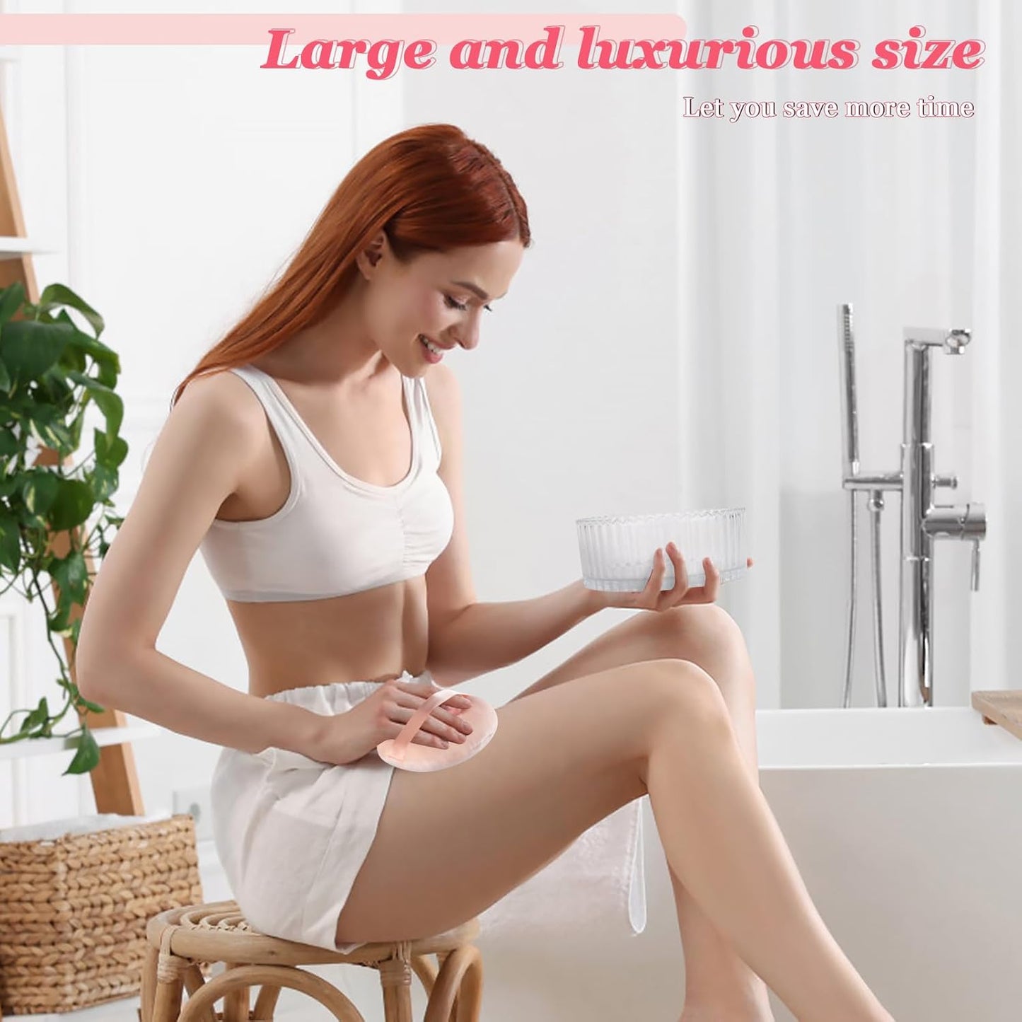 2Pcs Extra Large Body Powder Puff & Luxury 6" Glass Jar Dusting Powder Container with Puff for Women Bath Powder Puffs Perfect for Talcum or Loose Powder (Beige 6" Only Puff)-GlimoraGlow