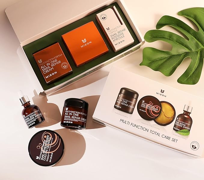 MIZON 24K Gold Snail Skincare Set - Eye Patches, Repair Cream & Ampoule for Sensitive Skin, Anti-Aging & Moisturizing-GlimoraGlow