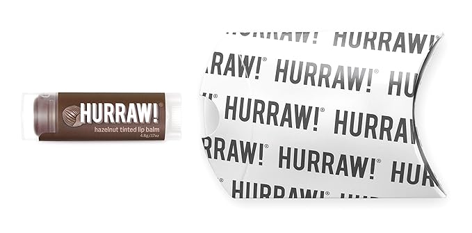 Hurraw! Hazelnut Tinted Lip Balm: (Sheer Brown Tint) Organic, Certified Vegan, Cruelty and Gluten Free. Non-GMO, 100% Natural Ingredients. Bee, Shea, Soy and Palm Free. Made in USA-GlimoraGlow
