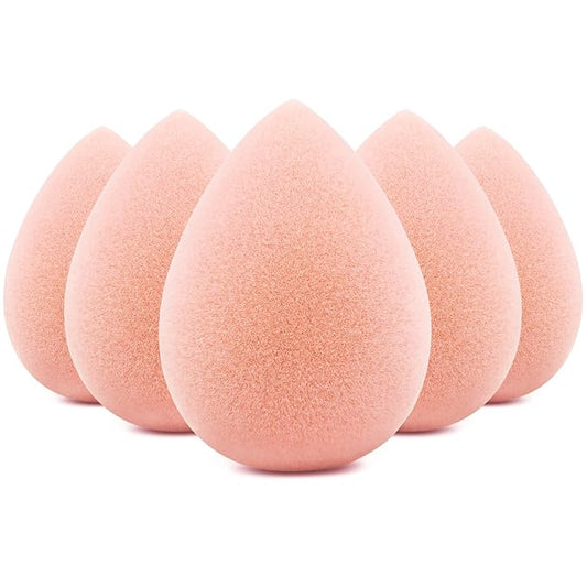 BEAKEY Makeup Sponge Set, Foundation Blending Sponge, Beauty Sponges Flawless for Liquid, Cream, and Powder, Microfiber Latex-Free and Vegan Boun Boun Sponges, 5 Pcs Pink Makeup Sponges-GlimoraGlow