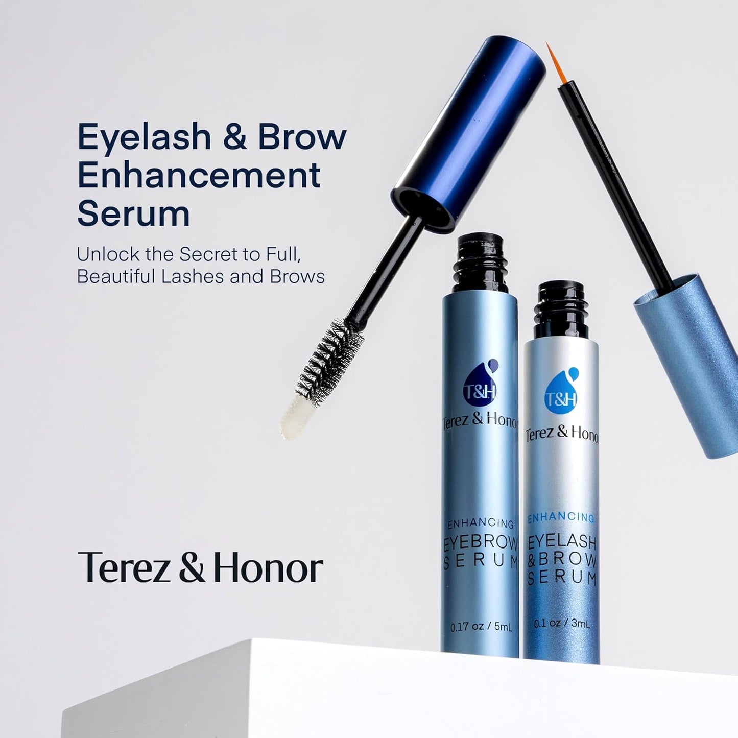 Natural Eyelash Serum with Eyebrow Serum Set - Boost Eyelash Growth Enhancer for Longer, Thicker, Fuller-Looking Lashes and Brows - Gentle & Effective Formular [3 mL + 5mL]-GlimoraGlow